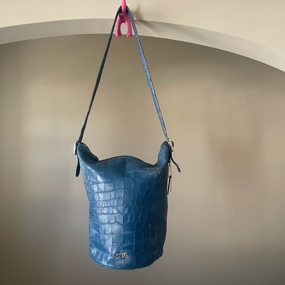VINTAGE RARE COACH CROC EMBOSSED BUCKET LARGE BAG - Picture 2 of 12